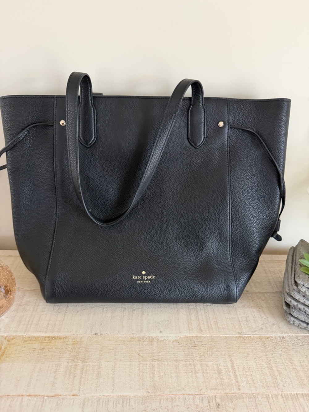 kate spade Black Leather Tote Bag